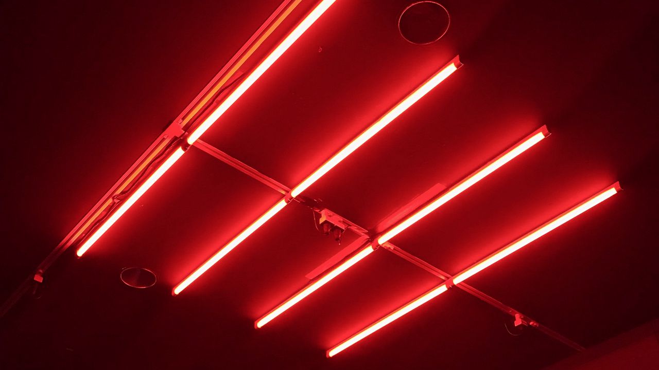 Wallpaper red, neon, glows