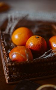 Preview wallpaper red oranges, oranges, fruits, citrus, basket