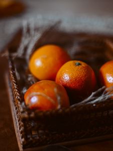 Preview wallpaper red oranges, oranges, fruits, citrus, basket