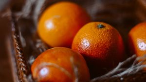 Preview wallpaper red oranges, oranges, fruits, citrus, basket