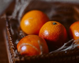 Preview wallpaper red oranges, oranges, fruits, citrus, basket