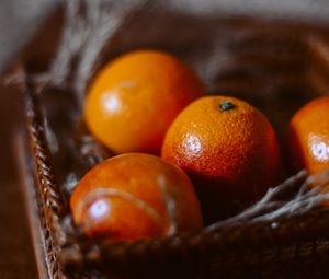 Preview wallpaper red oranges, oranges, fruits, citrus, basket