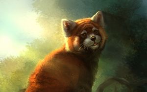 Preview wallpaper red panda, animal, art, forest, wildlife