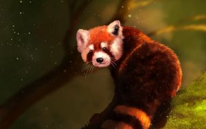 Preview wallpaper red panda, brown, fluffy, animal, art