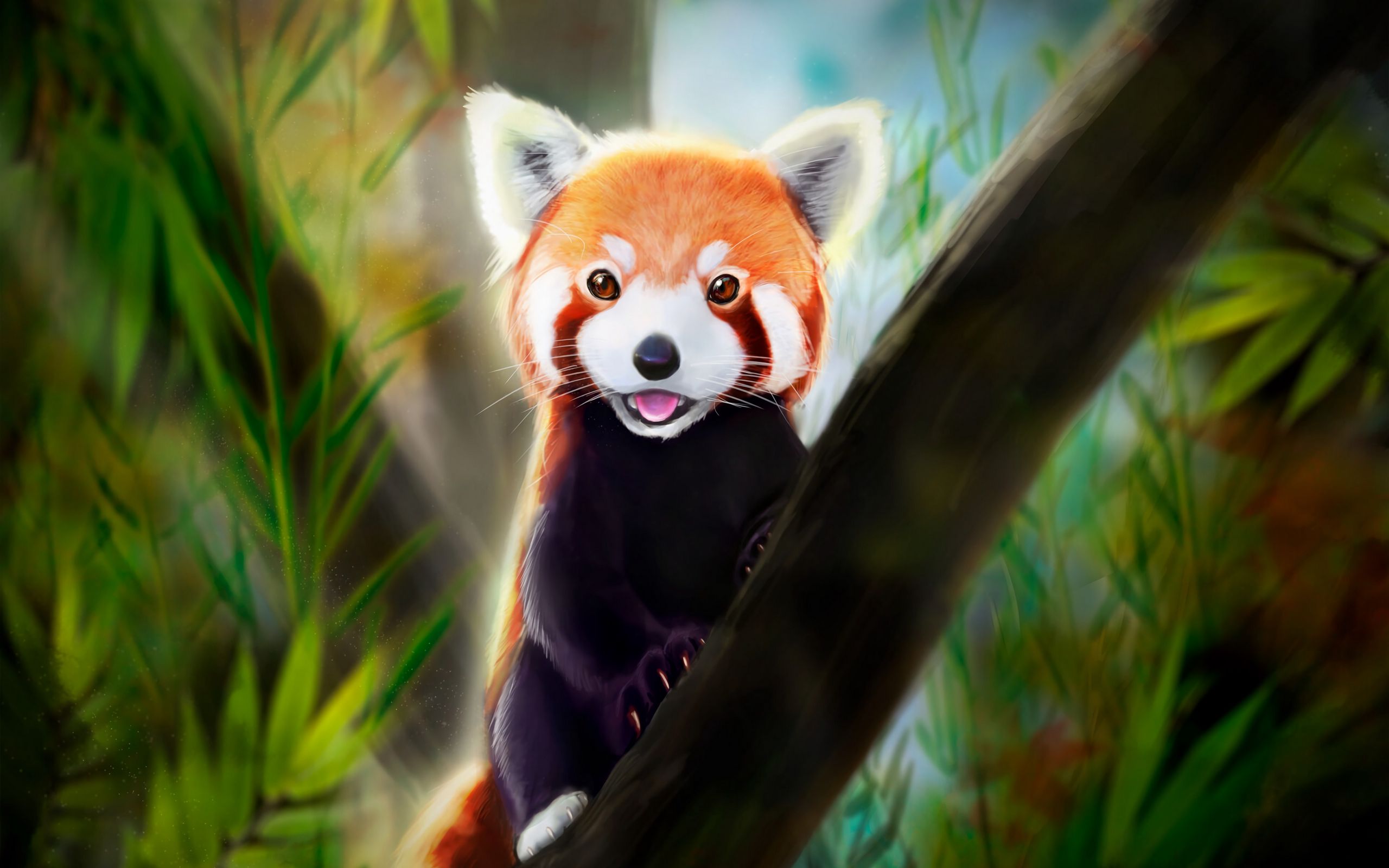 Download Wallpaper 2560x1600 Red Panda Tongue Protruding Art Animal Cute Widescreen 16 10 Hd Background