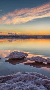 Preview wallpaper reefs, stones, lake, sky, reflection