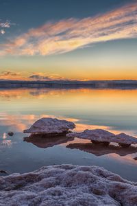 Preview wallpaper reefs, stones, lake, sky, reflection