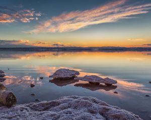 Preview wallpaper reefs, stones, lake, sky, reflection