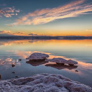 Preview wallpaper reefs, stones, lake, sky, reflection