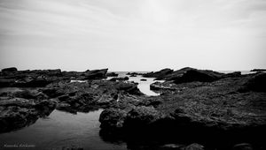 Preview wallpaper reefs, stones, sea, landscape, black and white