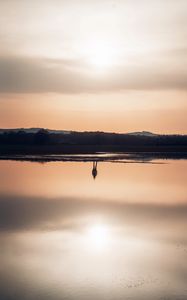 Preview wallpaper reflection, silhouette, water, sky, illusion