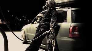 Preview wallpaper refueling, car, gas mask, cranks