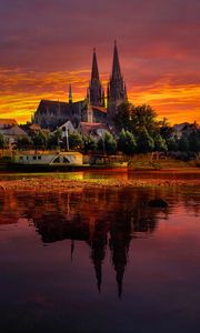 Preview wallpaper regensburg, germany, sunset, cityscape