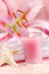 Preview wallpaper relax, beauty, candle, towel, flower, pink, relaxation