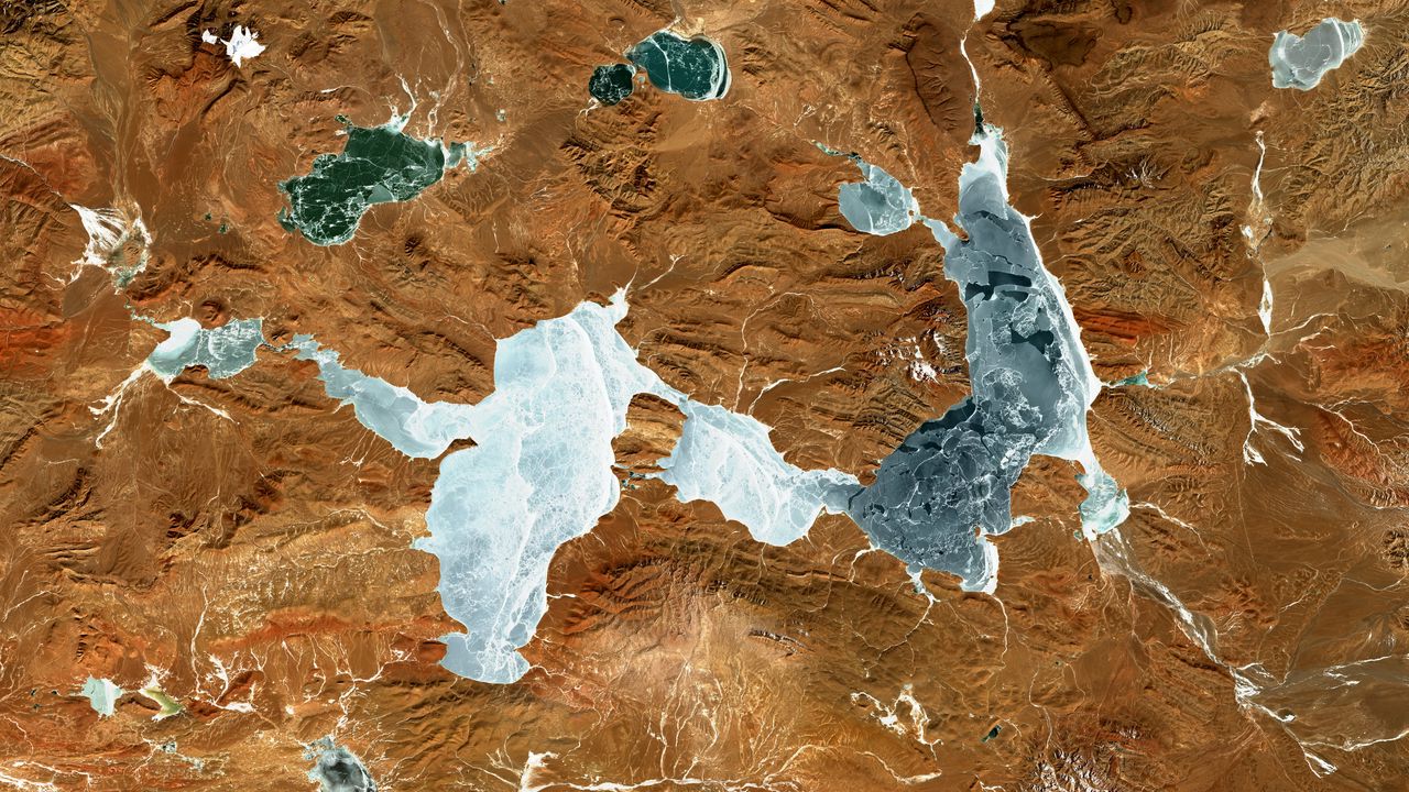 Wallpaper relief, aerial view, mountains, rivers