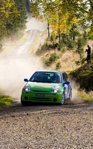 Preview wallpaper renault, car, green, rally, dust