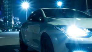 Preview wallpaper renault megane, headlights, light, night