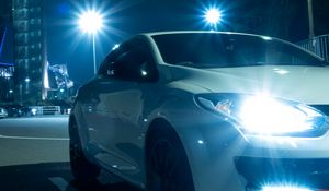 Preview wallpaper renault megane, headlights, light, night