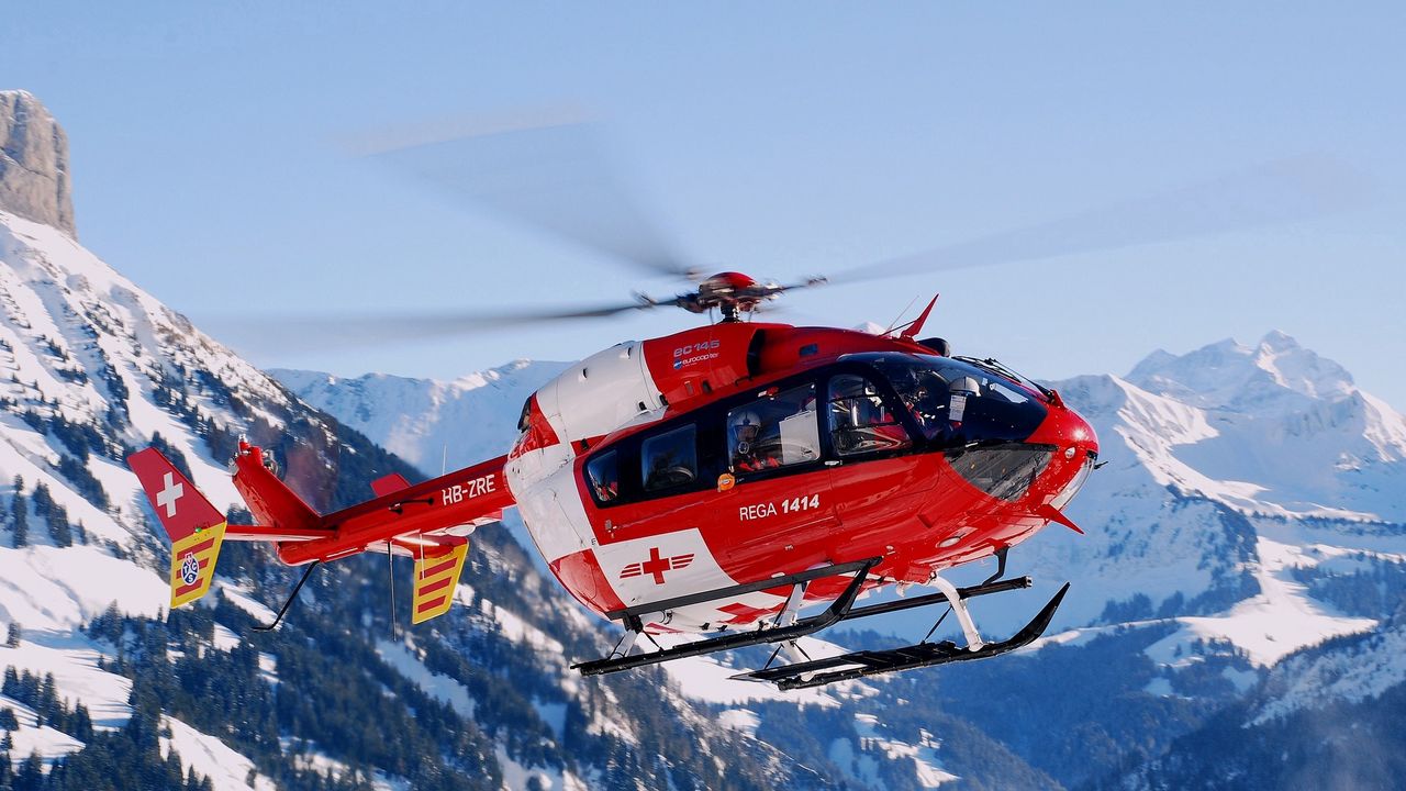 Wallpaper rescue helicopter, sky, mountains, flying, helicopter