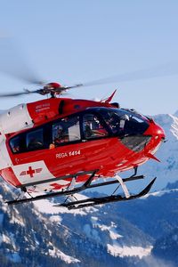 Preview wallpaper rescue helicopter, sky, mountains, flying, helicopter