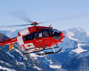 Preview wallpaper rescue helicopter, sky, mountains, flying, helicopter