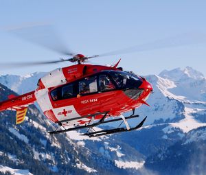 Preview wallpaper rescue helicopter, sky, mountains, flying, helicopter