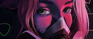 Preview wallpaper respirator, face, mask, cyberpunk, girl, eyes