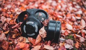 Preview wallpaper respirator, foliage, autumn, fallen