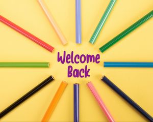 Preview wallpaper return, phrase, words, school, pencils, colorful