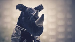 Preview wallpaper rhinoceros, toy, cloth, bw