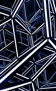 Preview wallpaper rhombohedron, neon, design, architecture, backlight