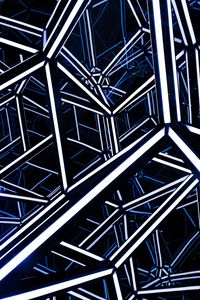 Preview wallpaper rhombohedron, neon, design, architecture, backlight