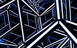 Preview wallpaper rhombohedron, neon, design, architecture, backlight