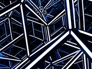 Preview wallpaper rhombohedron, neon, design, architecture, backlight