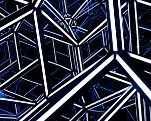 Preview wallpaper rhombohedron, neon, design, architecture, backlight