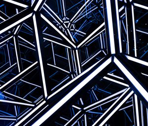 Preview wallpaper rhombohedron, neon, design, architecture, backlight