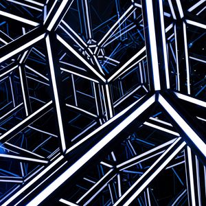 Preview wallpaper rhombohedron, neon, design, architecture, backlight