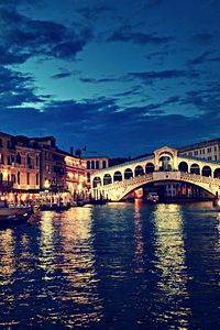 Preview wallpaper rialto bridge, italy, night, river, building