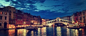 Preview wallpaper rialto bridge, italy, night, river, building