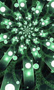 Preview wallpaper ribbons, circles, fractal, green