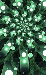 Preview wallpaper ribbons, circles, fractal, green