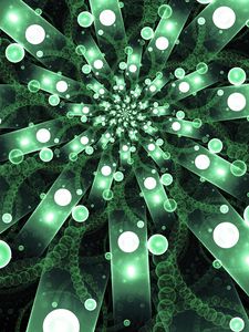 Preview wallpaper ribbons, circles, fractal, green
