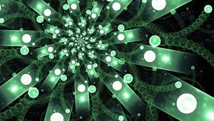 Preview wallpaper ribbons, circles, fractal, green