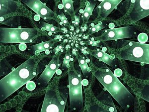 Preview wallpaper ribbons, circles, fractal, green