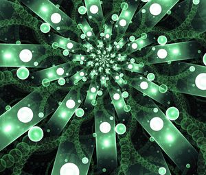Preview wallpaper ribbons, circles, fractal, green