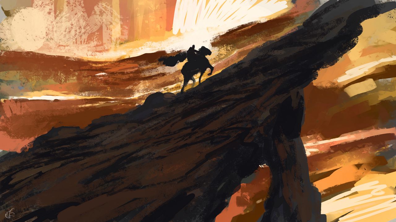 Wallpaper rider, horse, silhouettes, rock, art