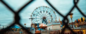 Preview wallpaper rides, ferris wheel, mesh, fence