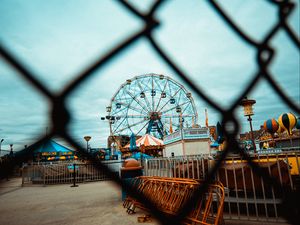 Preview wallpaper rides, ferris wheel, mesh, fence