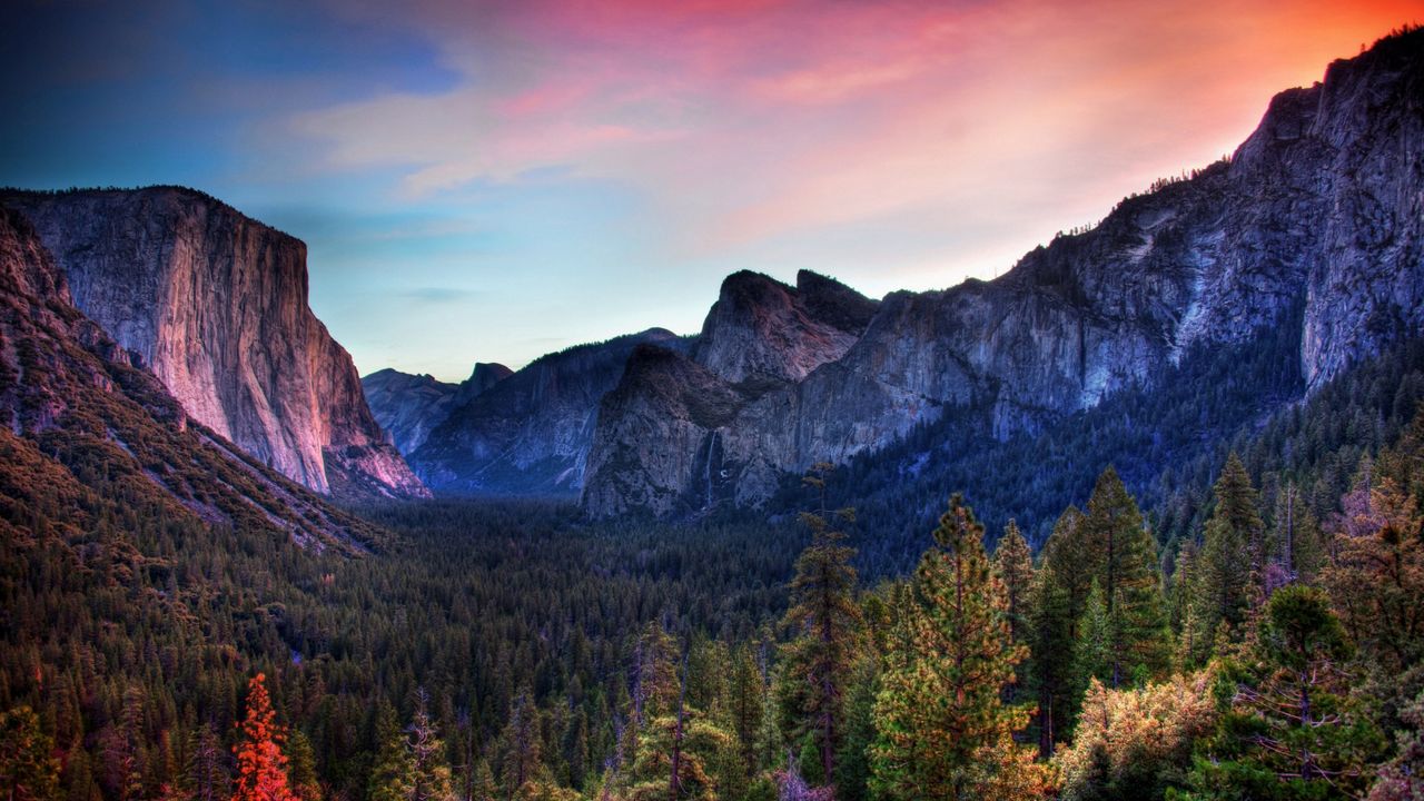 Wallpaper ridge, mountains, evening, hollow, wood