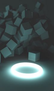 Preview wallpaper ring, glow, cubes, 3d